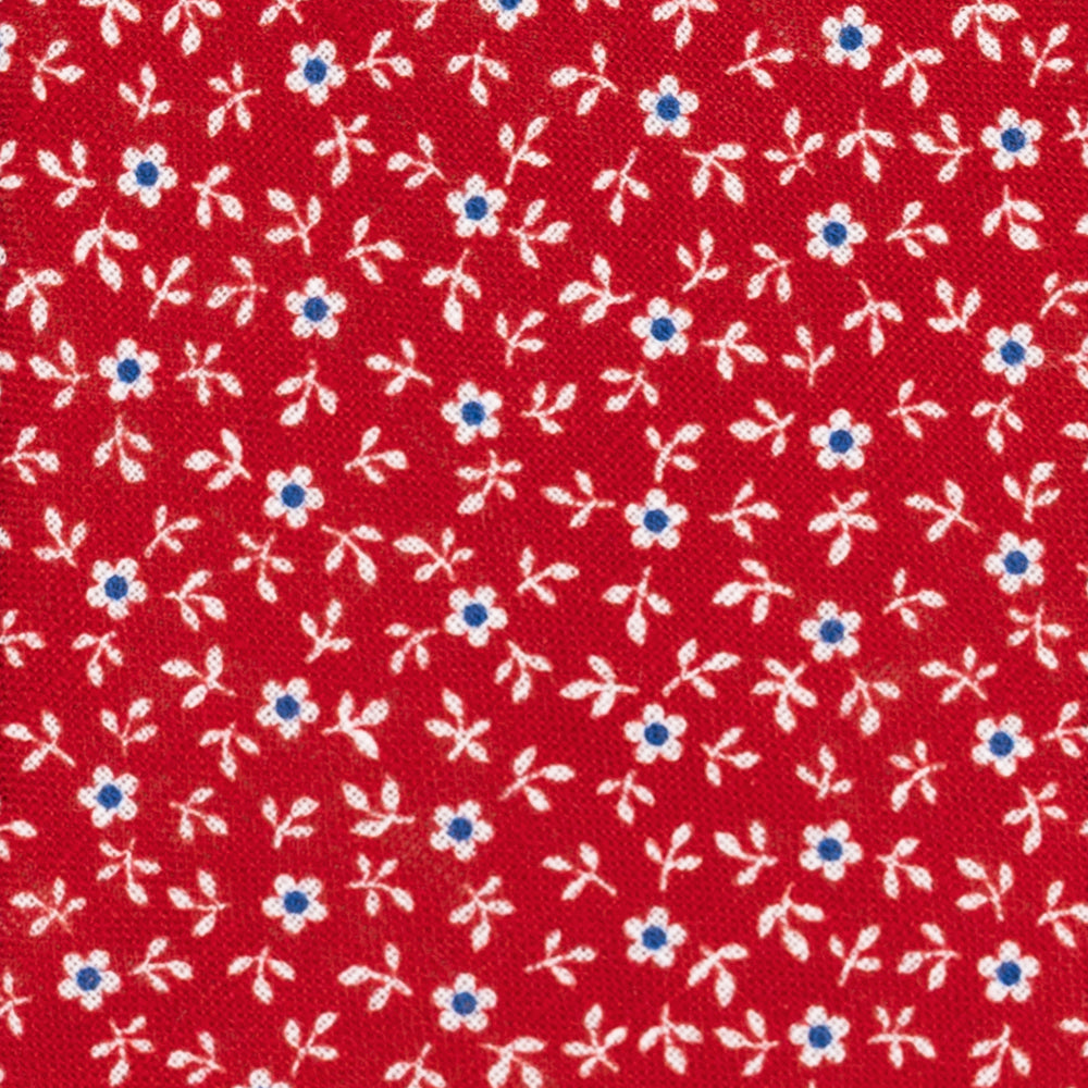 3-Fold Tie in Irish Linen Floral Pattern Red-M6501