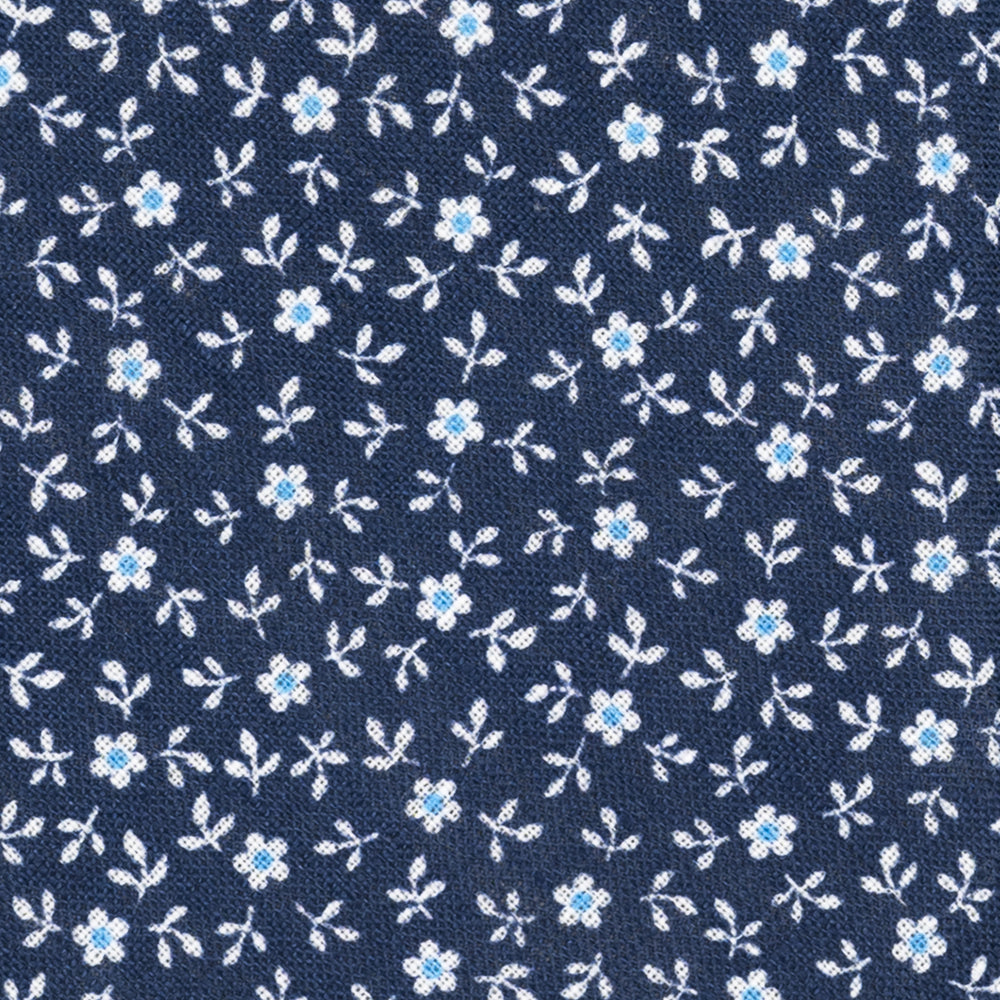 3-Fold Tie in Irish Linen Sky Blue Floral Pattern-M6501