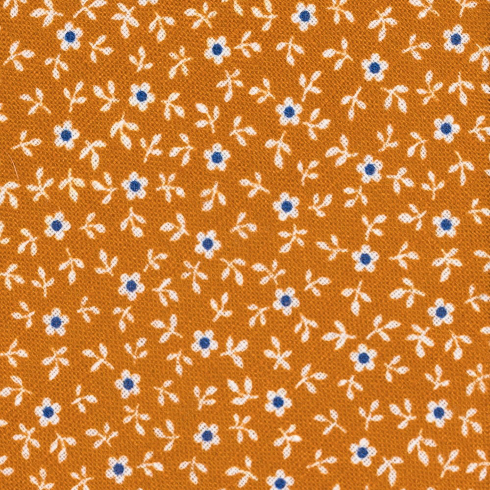 3-Fold Tie in Irish Linen Orange Floral Pattern - M6501