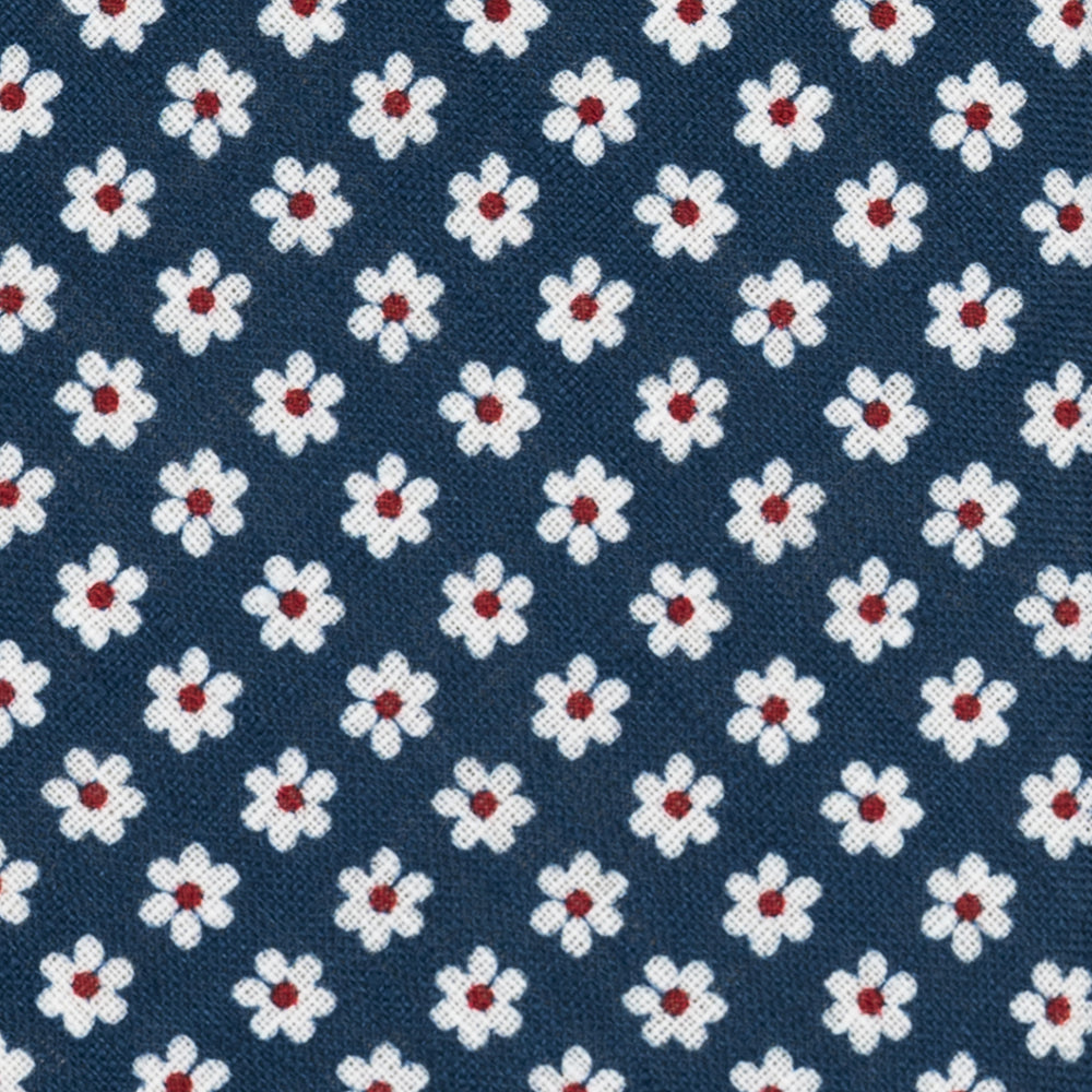 3-Fold Tie in Irish Linen Floral Pattern Blue - M8233