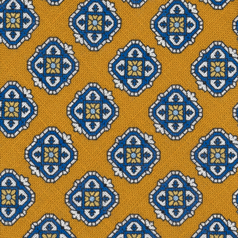 3-Fold Tie in Irish Linen Geometric Pattern Yellow-M6458