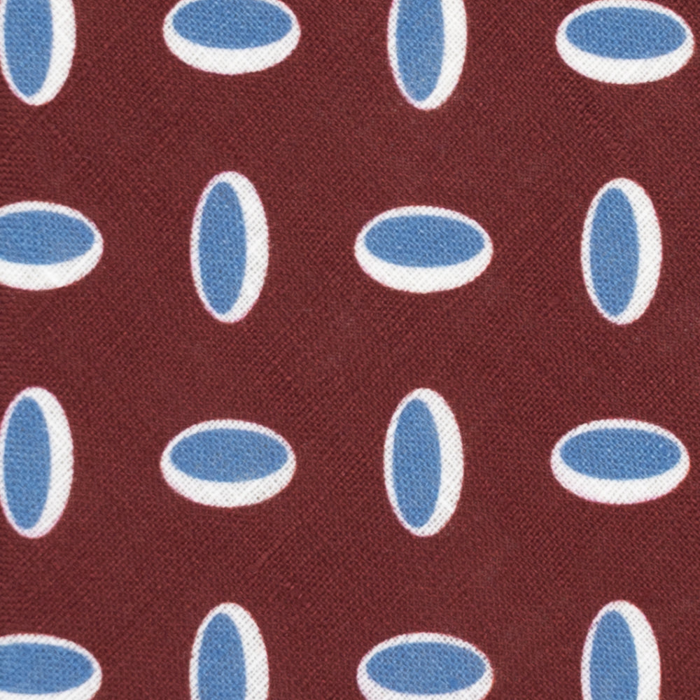 3-Fold Tie in Irish Linen Geometric Pattern Bordeaux-M49114