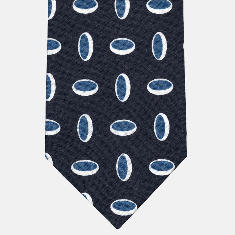 3-Fold Tie in Irish Linen Geometric Pattern Light Blue-M49114