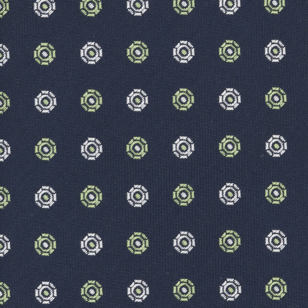 1999 Collection Tie in Heavy Silk Geometric Pattern Blue Green