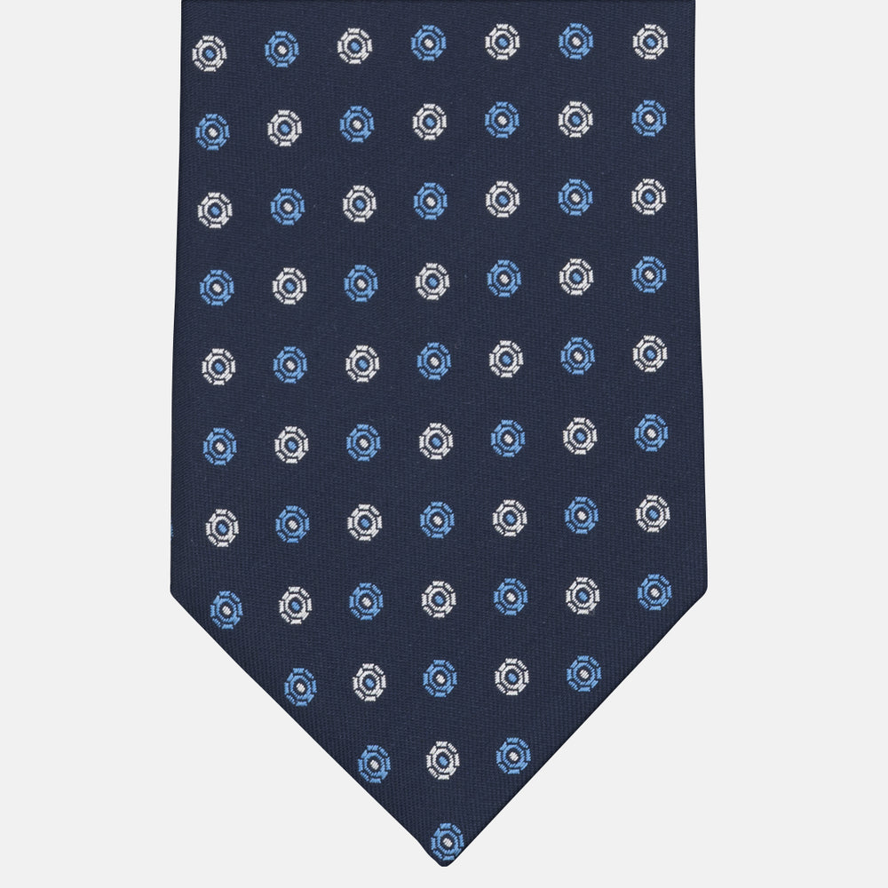 1999 Collection Tie in Heavy Silk Geometric Pattern Light Blue