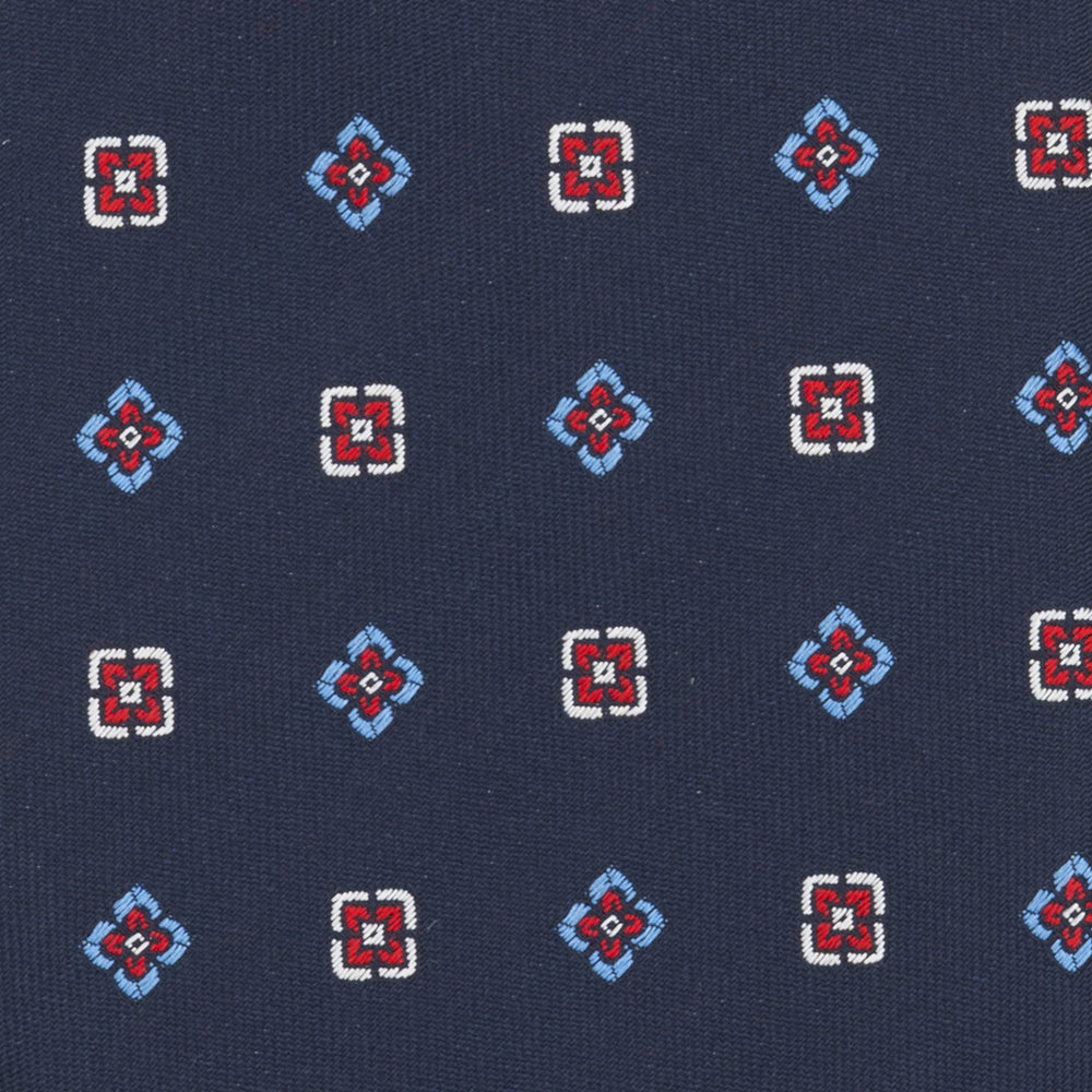 1999 Collection Tie in Heavy Silk Geometric Pattern Blue Red