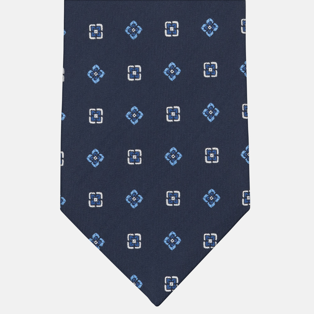 1999 Collection Tie in Heavy Silk Geometric Pattern Light Blue