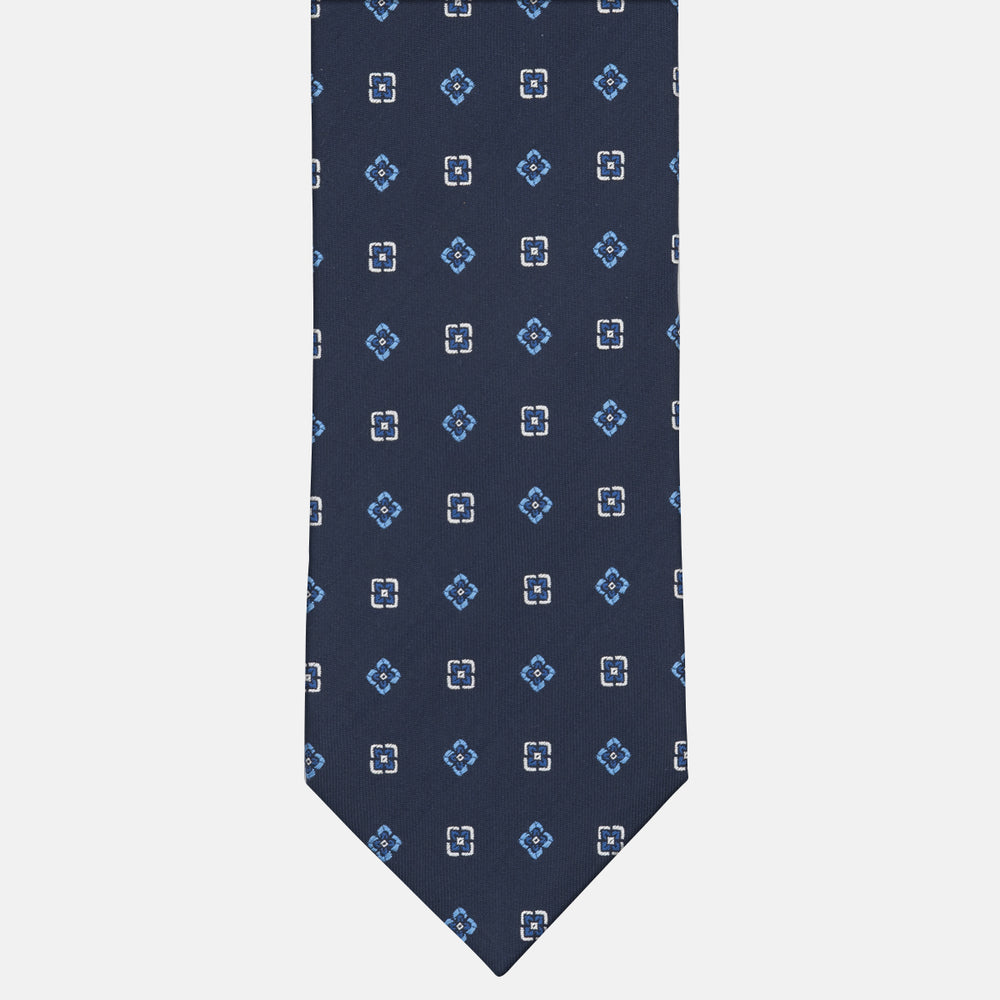 1999 Collection Tie in Heavy Silk Geometric Pattern Light Blue