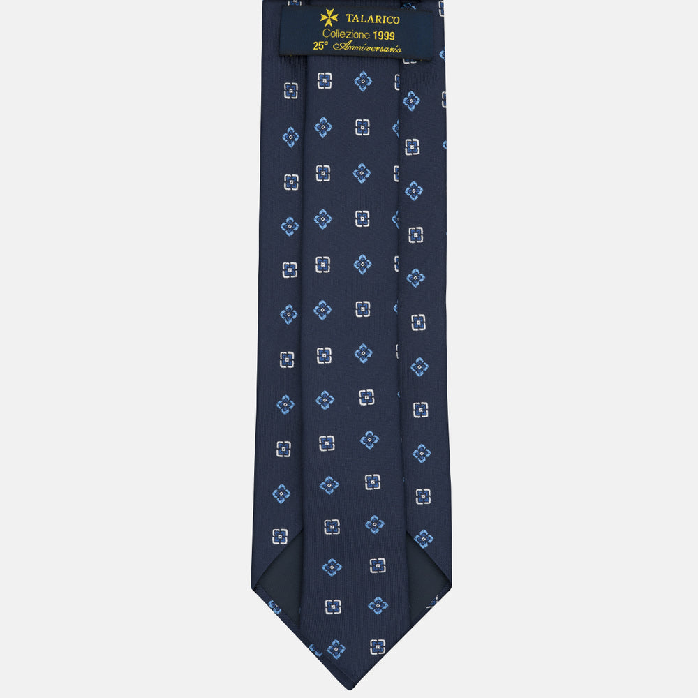 1999 Collection Tie in Heavy Silk Geometric Pattern Light Blue