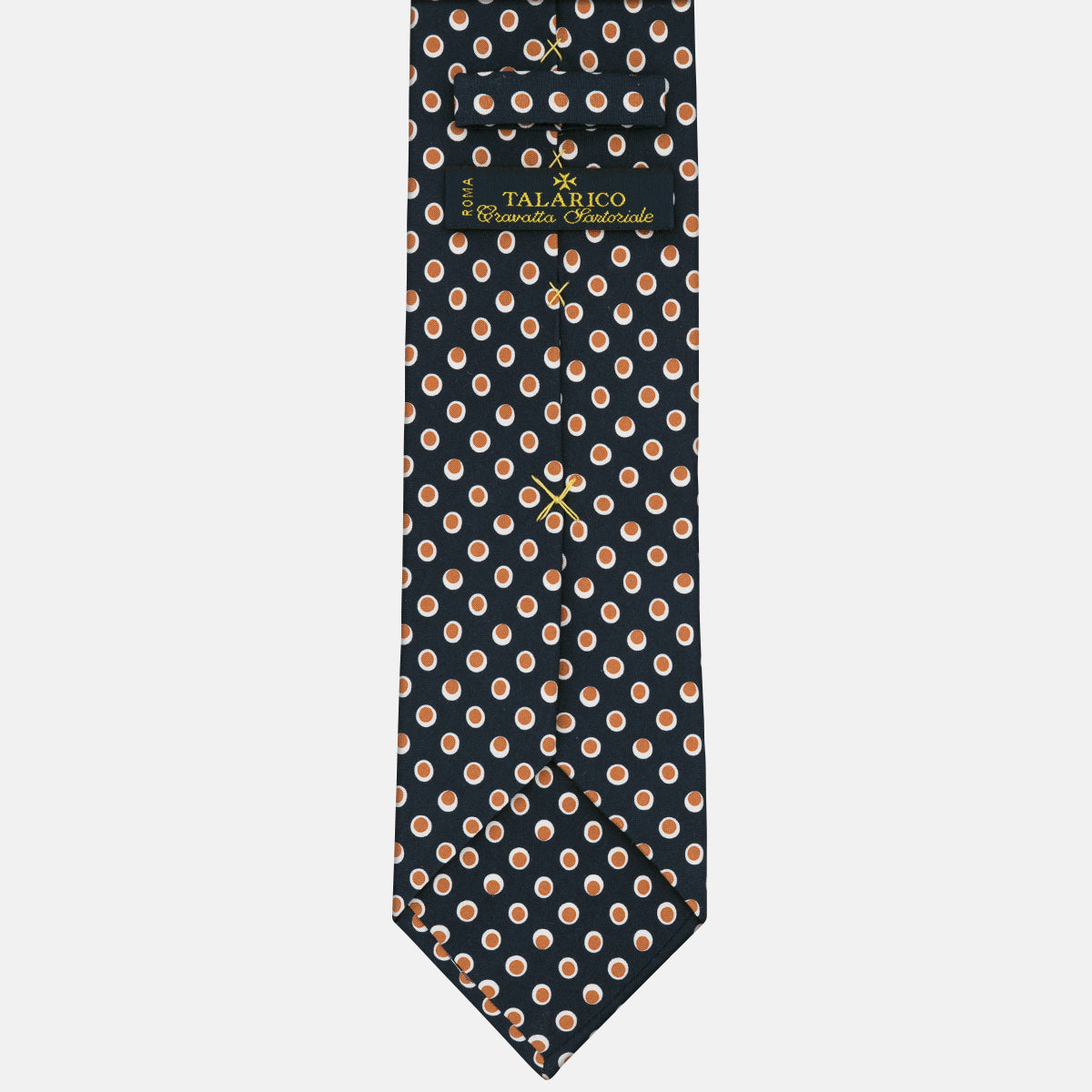 3-Fold Tie in Irish Linen with Blue-Brown Geometric Pattern