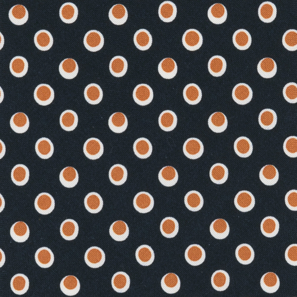 3-Fold Tie in Irish Linen Blue-Brown Polka Dot Pattern