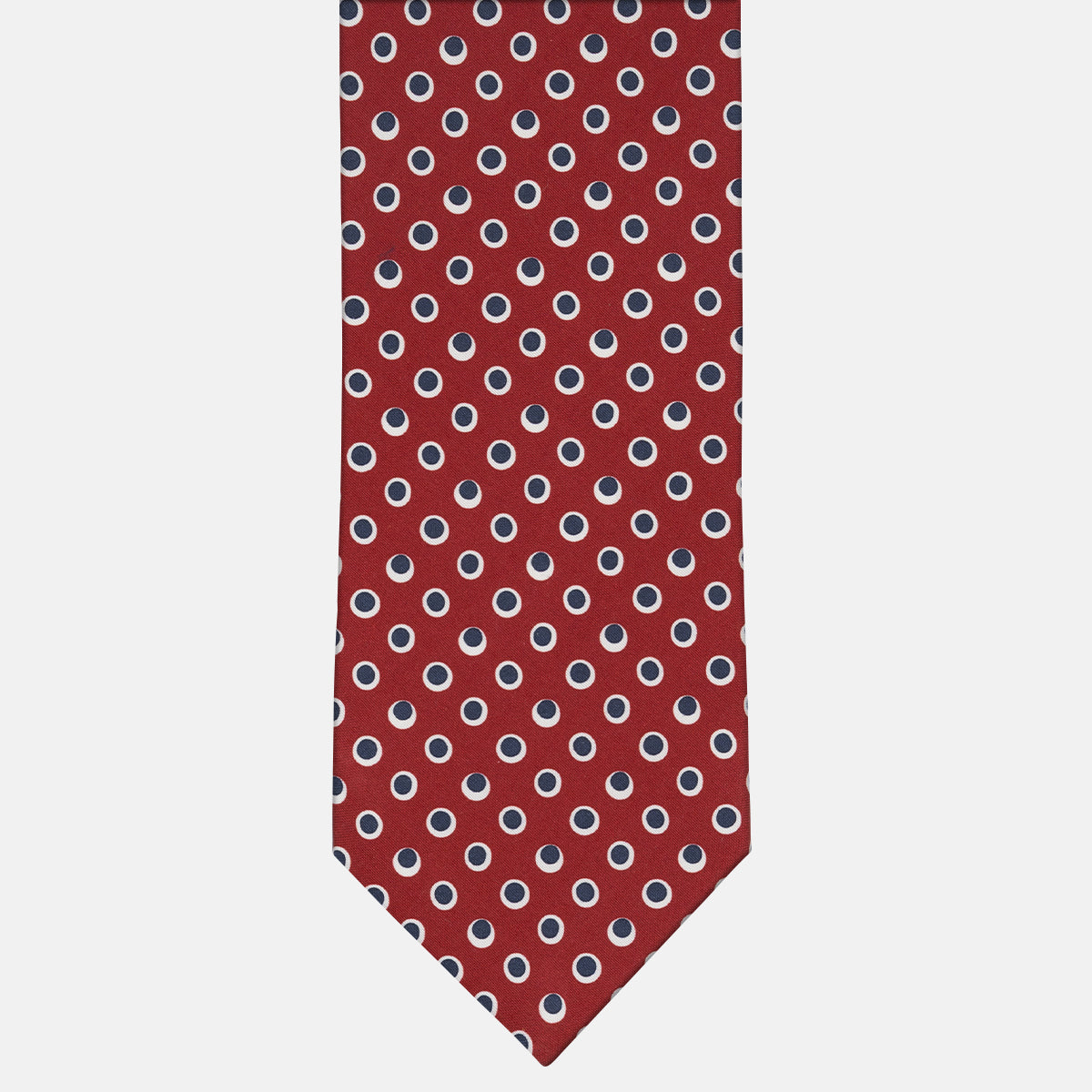 Cravatta 3 Pieghe in Irish Linen Fantasia Pois Rosso-Blu