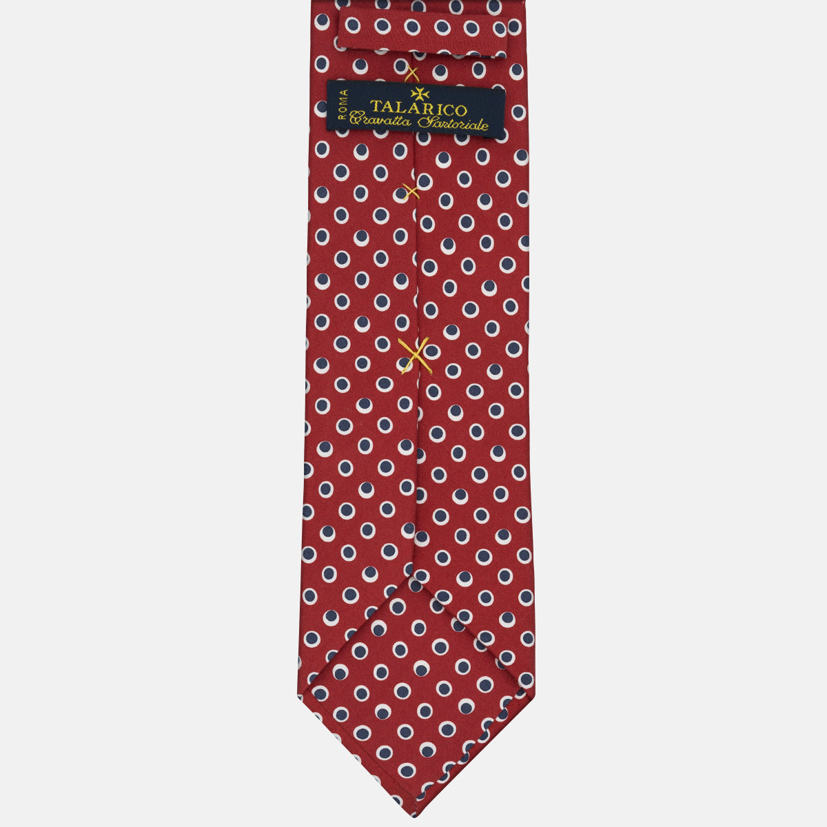 Cravatta 3 Pieghe in Irish Linen Fantasia Pois Rosso-Blu