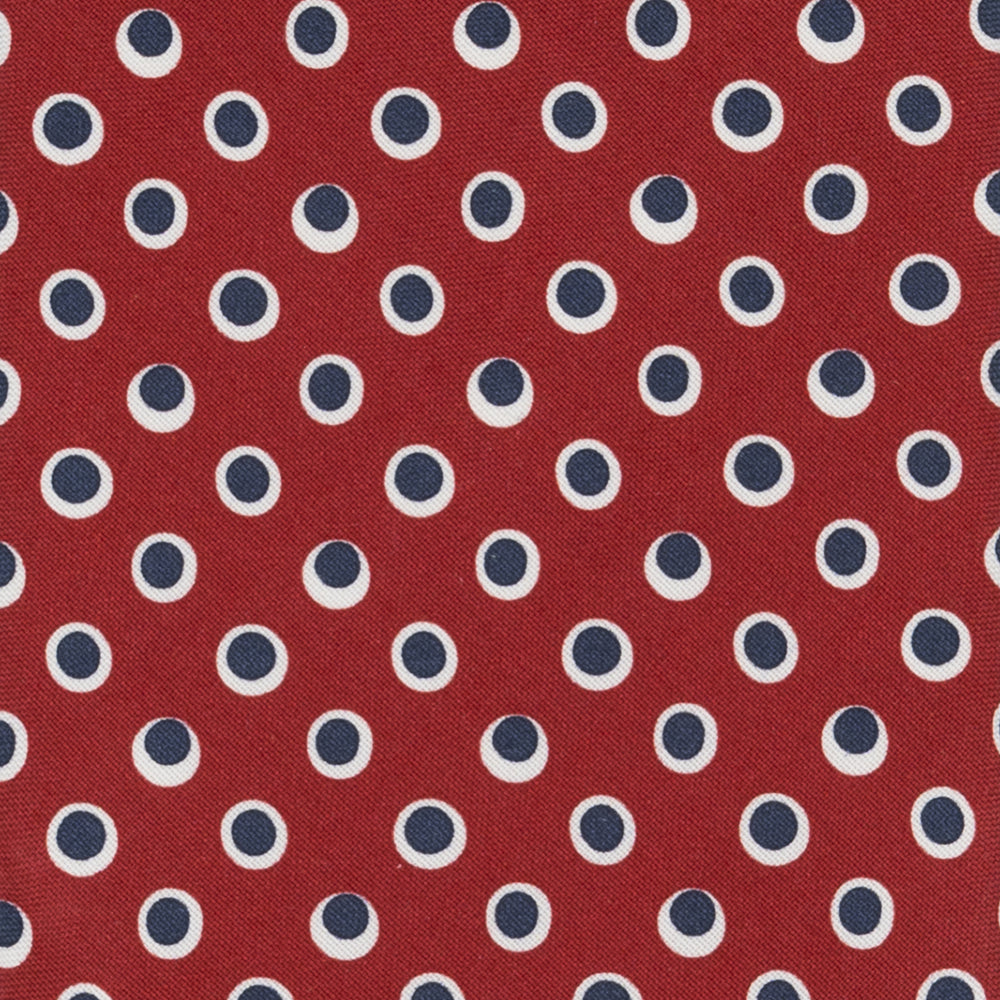 3-Fold Tie in Irish Linen Red-Blue Polka Dot Pattern