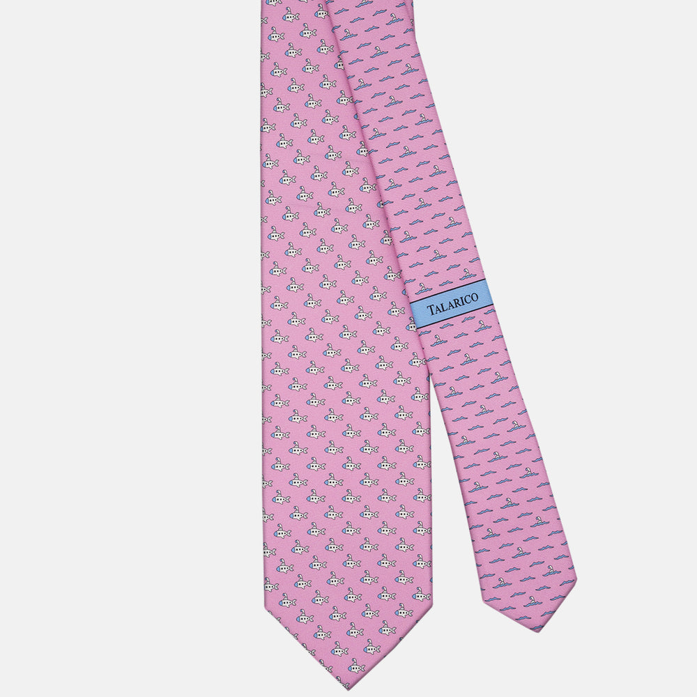 3-fold Tie in Silk Submarine Pattern Pink