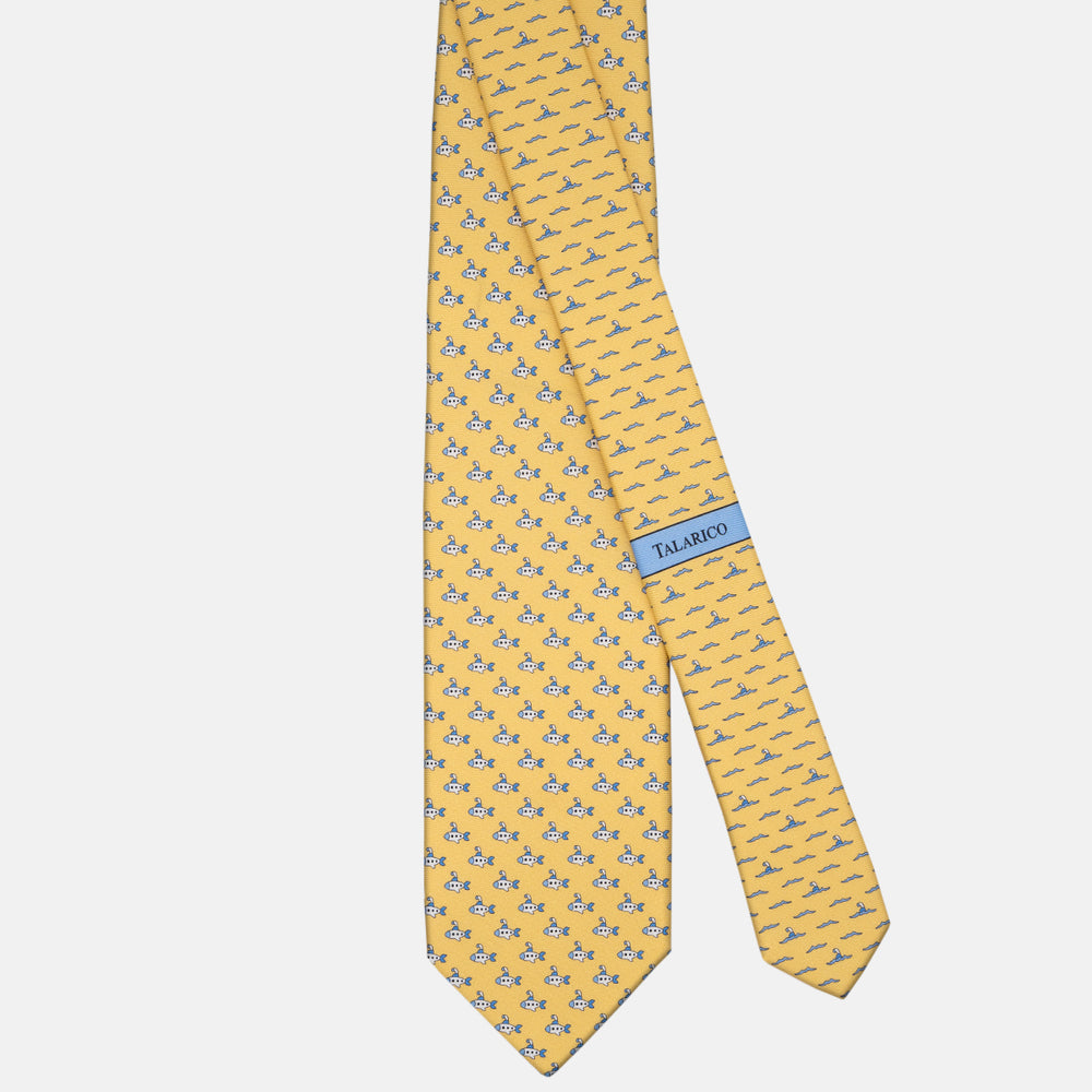 3-fold Tie in Yellow Submarine Pattern Silk