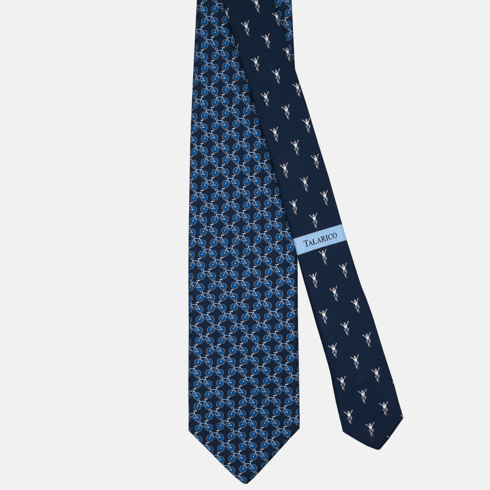 3-fold Silk Tie Bicycle Pattern Blue Light Blue