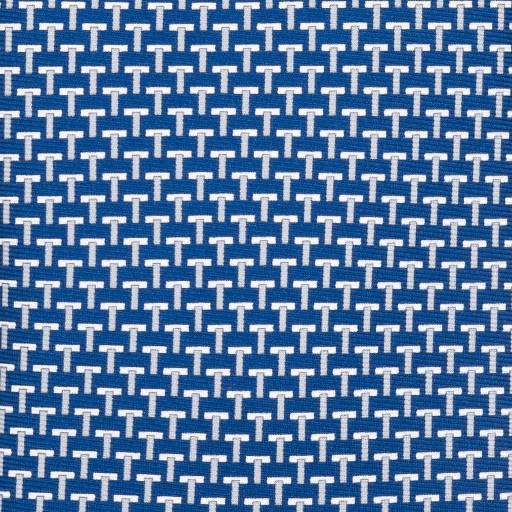 Three-Fold Silk T Iconic Tie in Blue and Gray