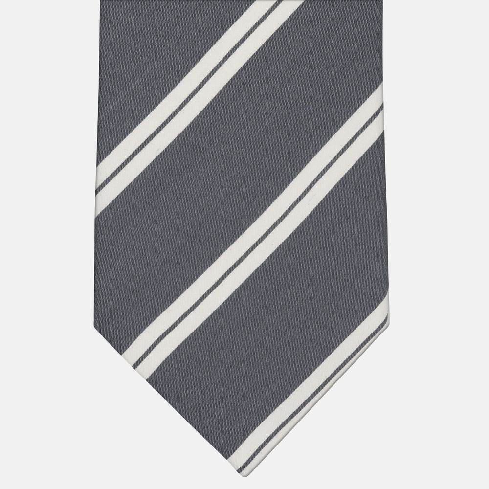 3-Fold Tie in Irish Linen Regimental Gray