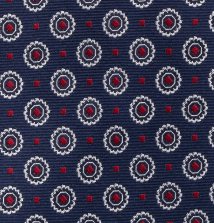 1999 Collection Tie in Heavy Blue Silk with Geometric Pattern