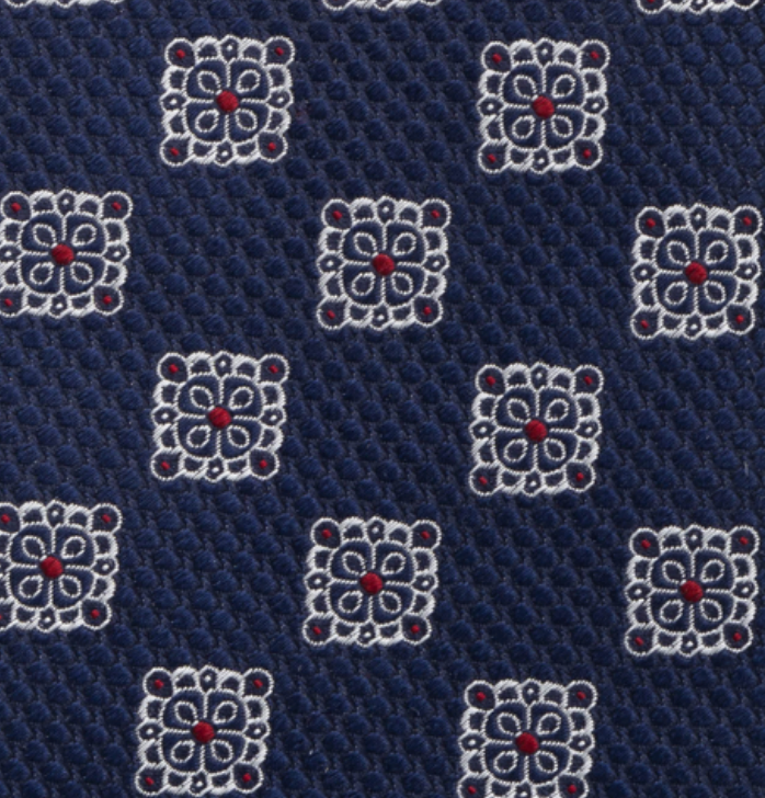 1999 Collection Tie in Heavy Blue Silk with Geometric Pattern