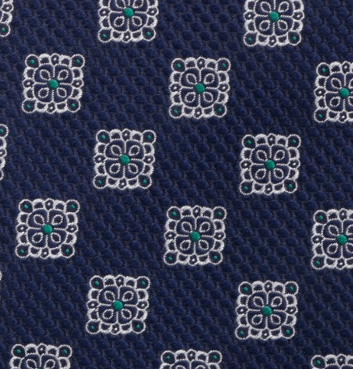 1999 Collection Tie in Heavy Blue Silk with Geometric Pattern