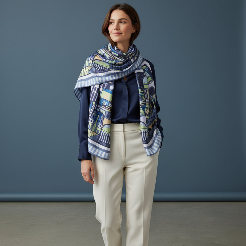 90s Twill Silk Scarf Eternal Rome