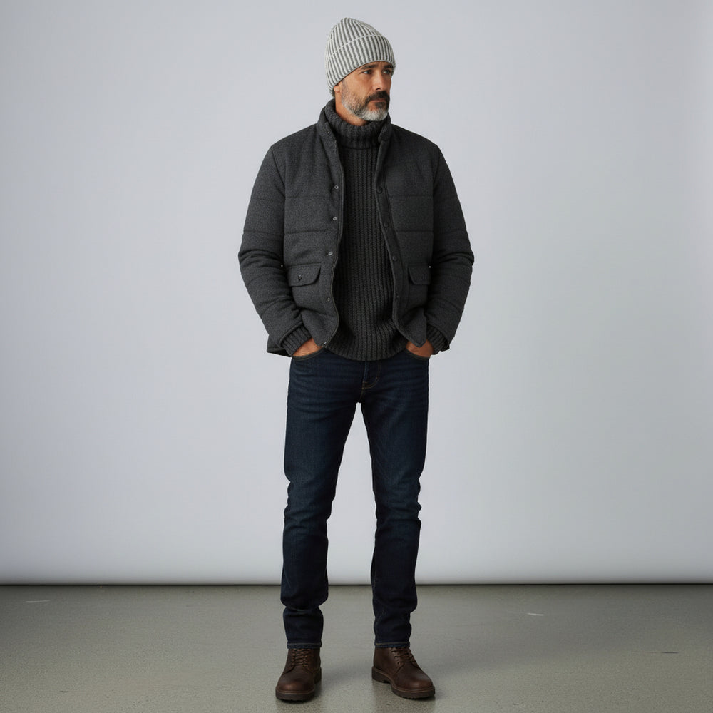 Cream-Grey Cashmere Hat