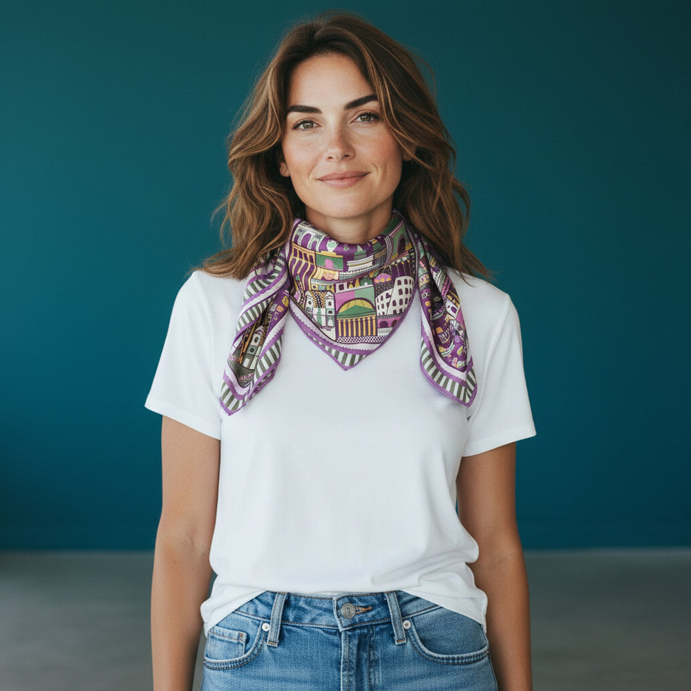 90s Twill Silk Scarf Eternal Rome