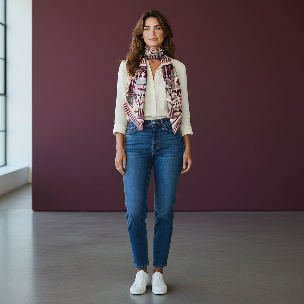 90s Twill Silk Scarf Eternal Rome