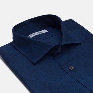 Blue Jeans French Collar Linen Shirt